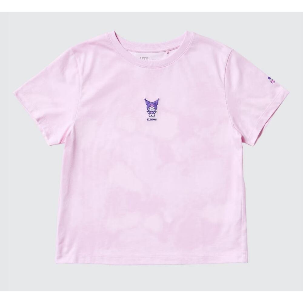 Uniqlo x Sanrio Kuromi UT Cropped Graphic T-Shirt in Pink